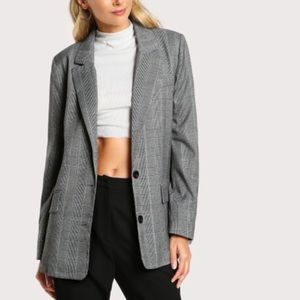 NWOT Notch Collar Oversized Boyfriend Plaid Blazer